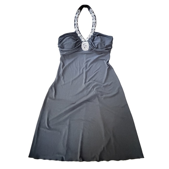 Spenser Jeremy Vintage 90s Beaded Halter cocktail dress backless - Picture 5 of 8